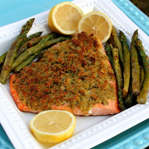 receta Salmón Al Horno Con Costra De Albahaca Y Tomillo Limón