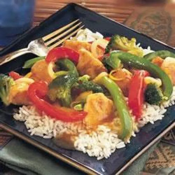 receta Poulet et légumes à l'orange Sauté