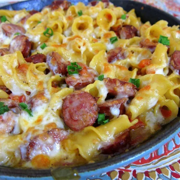 receta Poêlée de saucisses à la campanelle épicée