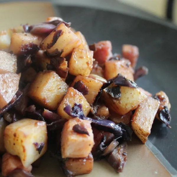 receta Poêlée de jambon, chou et pommes de terre