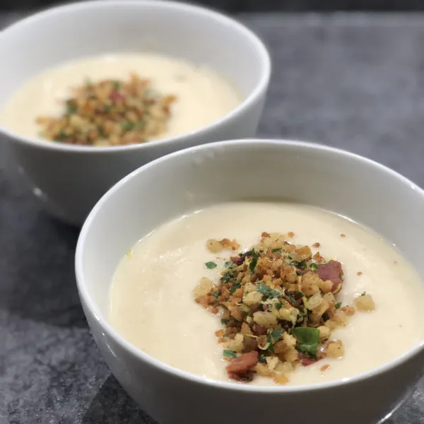 receta Sopa Crema De Coliflor Con Bacon Gremolata