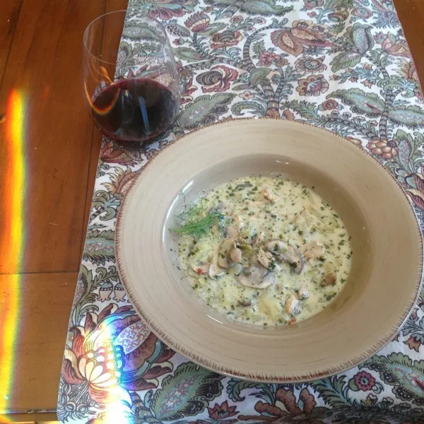 receta Soupe crémeuse au poulet avec fenouil et champignons