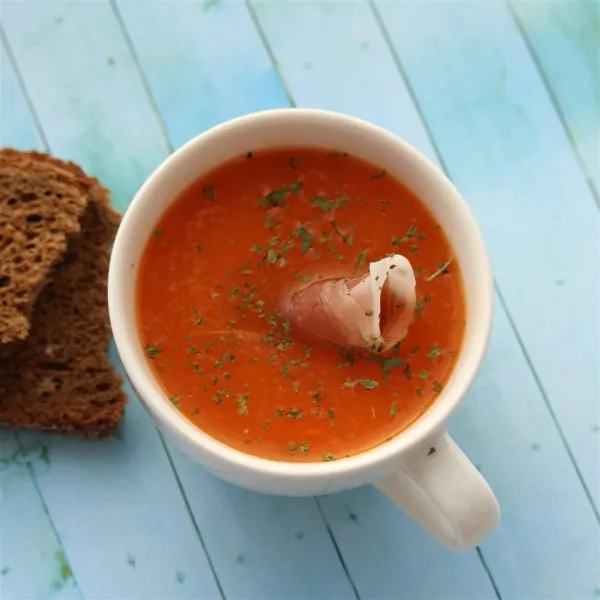receta Soupe à la courge musquée avec Prosciutto croustillant