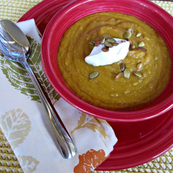 receta Soupe à la citrouille et aux pois