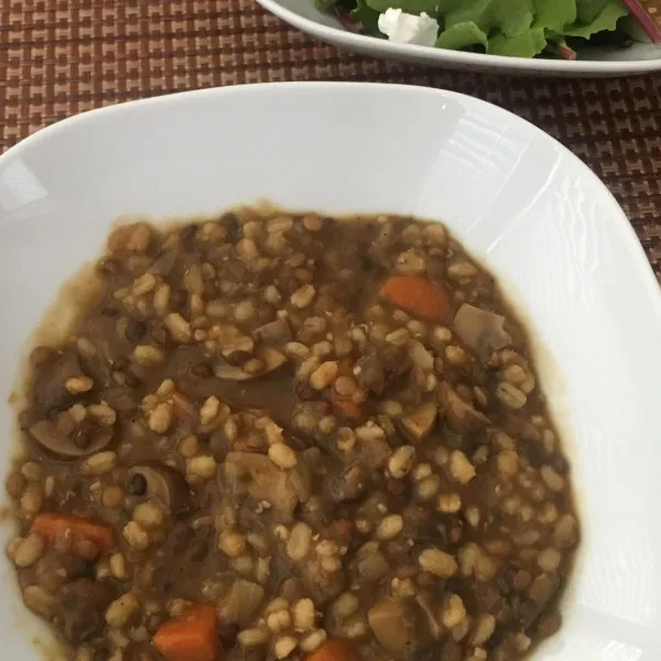 receta Sopa De Cebada, Lentejas Y Champiñones