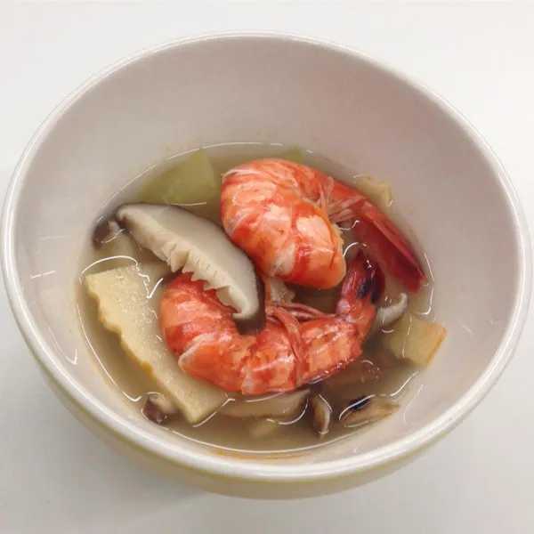 receta Soupe aux champignons, crevettes et melon Hiver