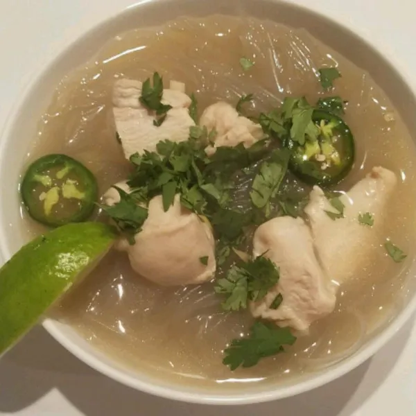 receta Soupe de nouilles chinoises en verre