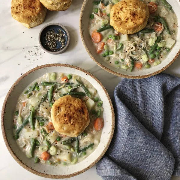 recetas Sopa De Pastel De Pollo Cubierto Con Galletas