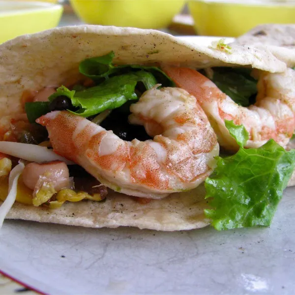 receta Tacos aux crevettes à la grille