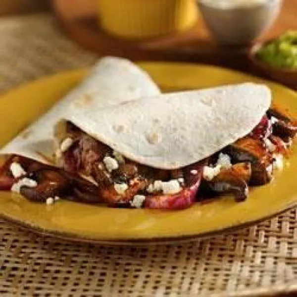 receta Tacos végétariens aux champignons et à l'oignon