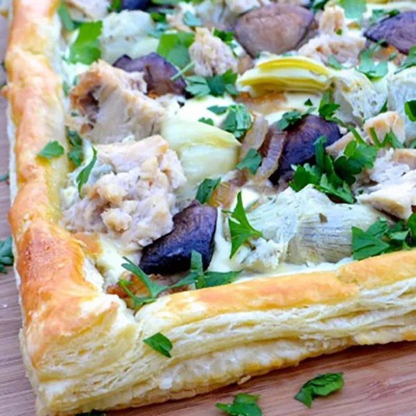 receta Tarte au Thon avec Champignons et Artichauts