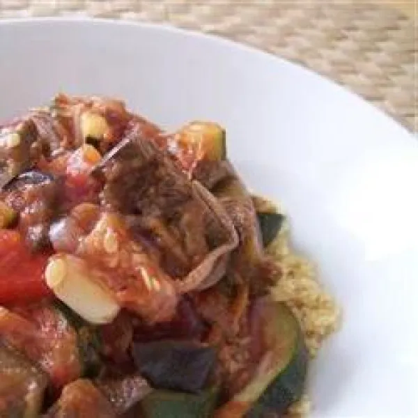 receta Légumes grillés à la sauce tomate balsamique avec couscous